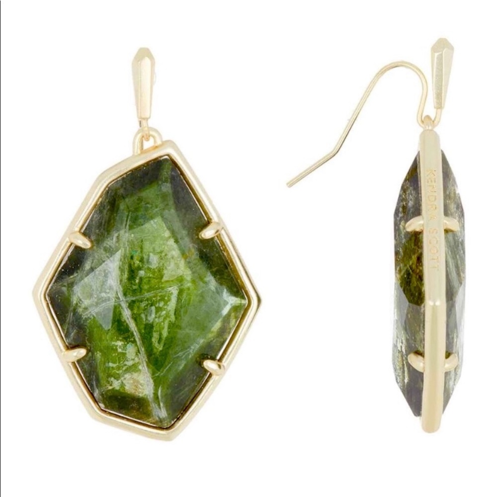 Kendra Scott Green & Gold Dunn Pendant Earrings